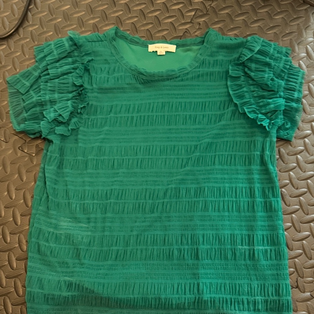 Zoey and Leelo Green Ruffled Women's Blouse